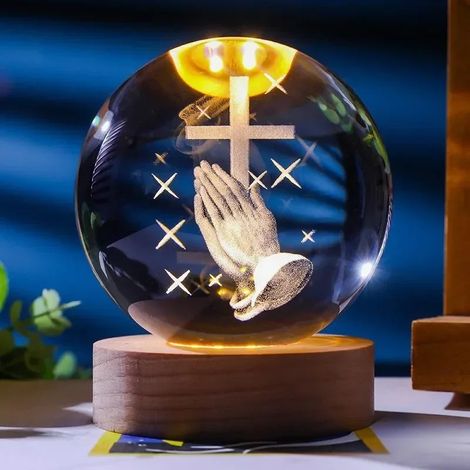 Veilleuse boule de cristal 3D, décoration intérieure