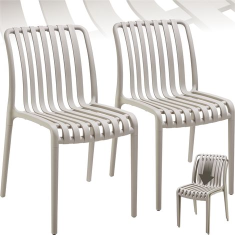Lot 2 chaises de jardin résistantes intempéries empilables taupe