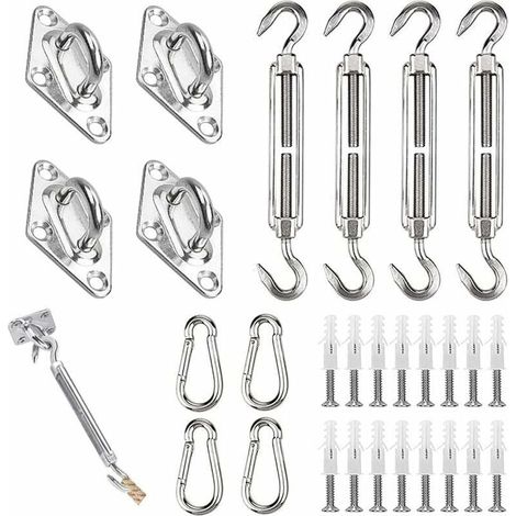 Shade Sail Fixing Kit, Stainless Steel Shade Sail Mounting Kit, Triangle, Square, Rectangular (1/4)