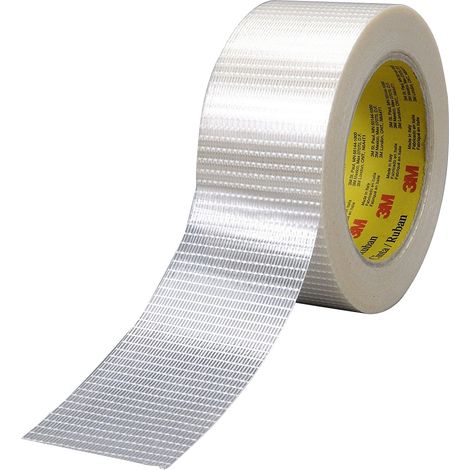 FP – Ruban adhésif double face transparent 50mm x 50m – Fibre de verre – Résistance à la traction 300N/cm – Pour applications industrielles