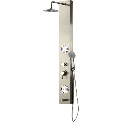 Colonne de douche hydromassante en acier inoxydable, argenté (1/5)