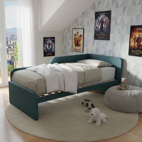 Divano letto sagomato 80x190 - Verde Petrolio
