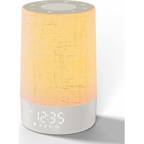 Reveil Lumineux, Simulateur D'Aube Fluorescente Avec Double Alarme Et Fonction Snooze 20 Niveaux De Luminosité Et 7 Couleurs 7 Bruits (1/2)