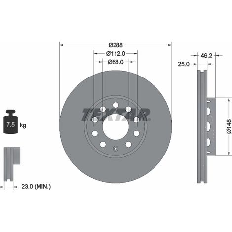 Lot de 2 Disques de frein Textar 92057605 AUDI 4A0615301C 4A0615301D 4A0615301E