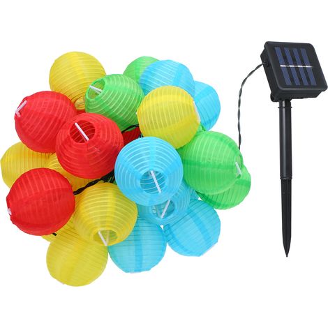 Guirlande lumineuse solaire extérieure 6.5m 30 LED – 2 modes étanches – coloré – pour jardin, balcon, mariage