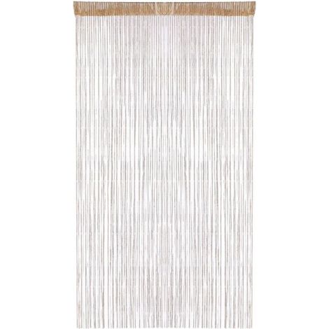 Rideau de porte perlé - 200 × 91 cm Long gland jaune suspendu à une corde décorative légèrement brillante Convient pour les moustiquaires de fenêtre (1/3)