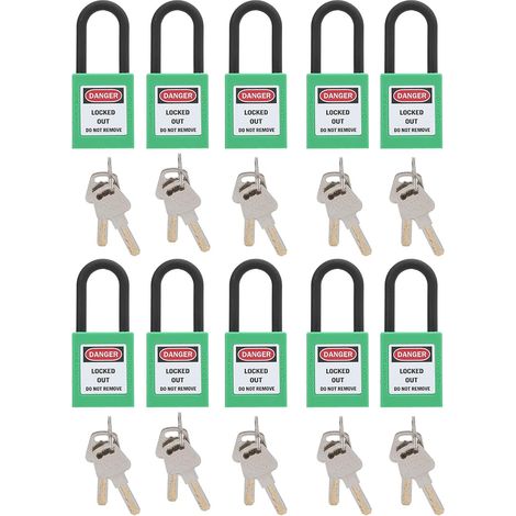 10Pcs Verrou de Consignation, Cadenas de Consignation Exterieur Etanche Étiquettes de verrouillage pour usines, chantiers de construction, d'hôpitaux, produits chimiques (1/5)