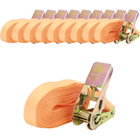 10x Profi Ratschen Spanngurt Spanngurte Zurrgurt 1-tlg 6m 0,8t 0,8to 800 kg TÜV/GS ORANGE (1/2)
