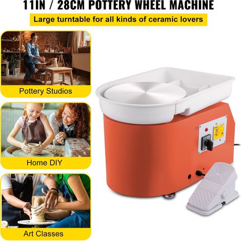 Roue de Poterie 28 cm 350 W Tour de Potier Électrique Orange avec Pédale, Machine de Formage Céramique Plateau Tournant en Alliage d'Aluminium, Outil pour Céramique Argile Fabrication Bricolage (1/5)