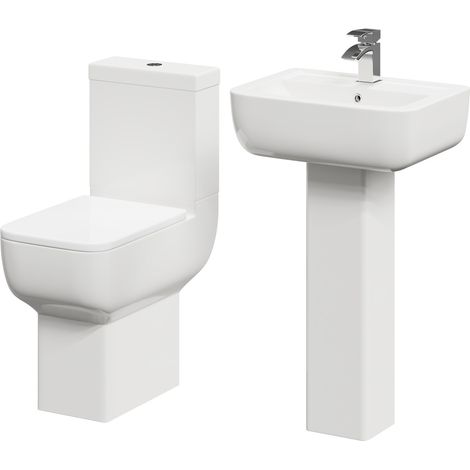 Tacoma 550mm Full Pedestal Basin and Comfort Height Toilet Suite (1/5)