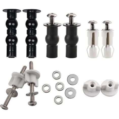 Kit de serrage avec vis de fixation pour siège de toilette, charnières et vis d'expansion pour fixer le siège de toilette sur la cuvette des toilettes (1/5)