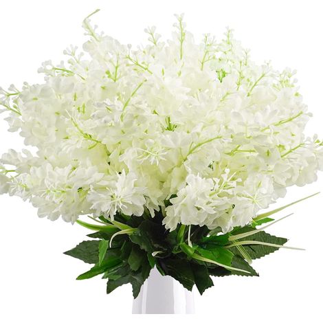 Wisteria Artificielle - Hyacinthe Fausse en Soie - Décoration Intérieure Extérieure Jardin Cimetière - 6 Bouquets de 5 Tiges - Blanc (1/5)