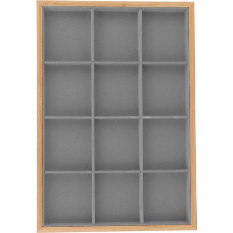 Plateau à bijoux à 12 compartiments, aspect doux et élégant, robuste et léger, tiroir de rangement pour bijoux de chambre, gris (1/5)