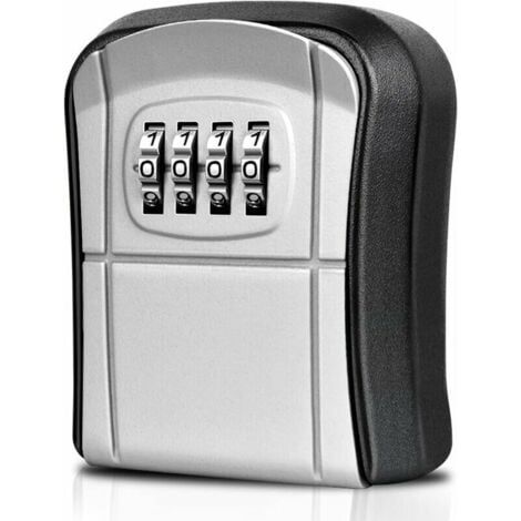 Wandmontierter Schlüsselsafe (Grau) Mini-Schlüsseltresor für Außenbereich Schlüsselsafe mit 4-stelligem Zahlencode, rückstellbar, wasserdicht, Schlüsselkasten für Haus, Schule, Büro, Fabrik, Garage (1/5)