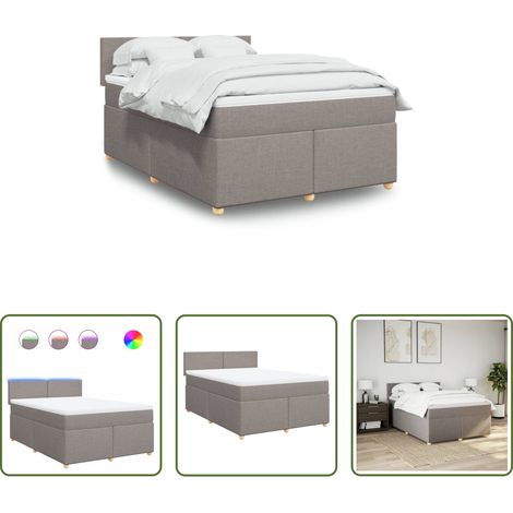 Matelas à ressorts ensachés - Sommier à lattes de lit avec matelas Taupe 160x200 cm Tissu (1/5)