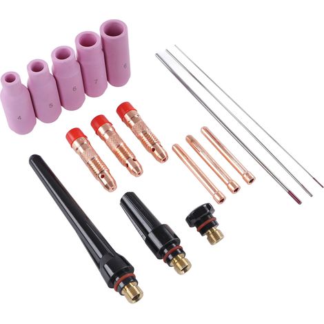 17 pcs kit accessoires soudage TIG argon torche à arc lentille gaz ABS compatible WP17 18 26 (1/5)