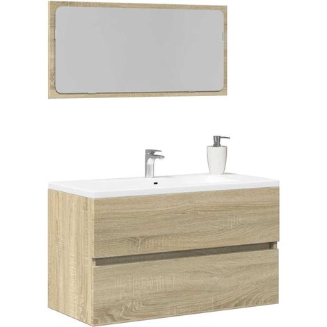 Bathroom Cabinet with Mirror Sonoma Oak 80x38,5x45 cm vidaXL (1/5)