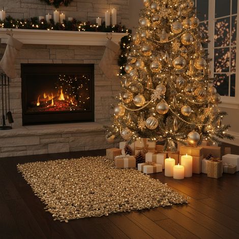 Pannello agrifoglio color champagne per base albero natalizio 40 x 60 cm (1/3)