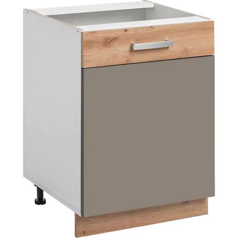 Placard bas de cuisine "Ava" - Taupe/Beige - L 60 x H 81 x 56 cm - Livraison gratuite (1/2)