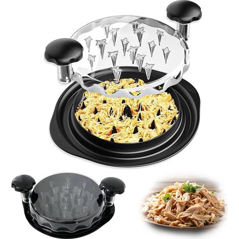 Broyeur De Poulet, Hachoir à poulet, poignée ergonomique, Avec couvercle transparent,25 cm,Grand hachoir manuel,Lavable au Lave-Vaisselle,Convient porc effiloché et poulet,bœuf