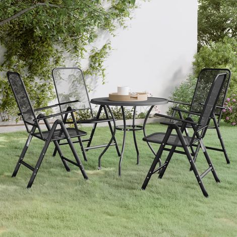 Set da Pranzo per Giardino 5pz Rete Metallica Espansa Antracite (1/5)