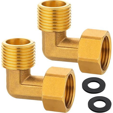 2 raccords vissés mobiles en laiton, coude en laiton 1/2 pouce 90°, 1/2" AG/IG coudé mobile avec joint torique, raccord coudé DN15 90 degrés pour installations d'eau et systèmes de chauffage central (1/5)