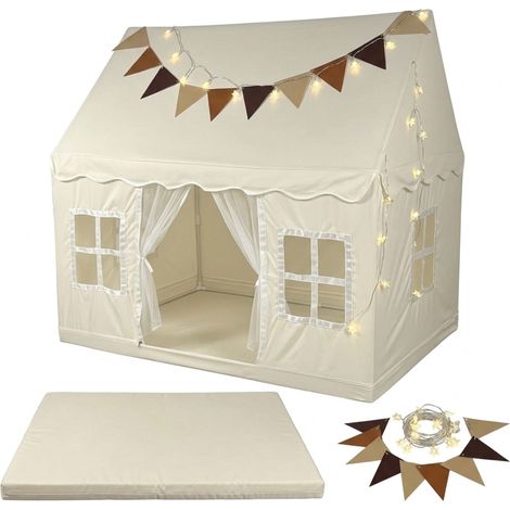 Tenda da gioco per bambini beige con luci, 130x125x95 cm (1/5)