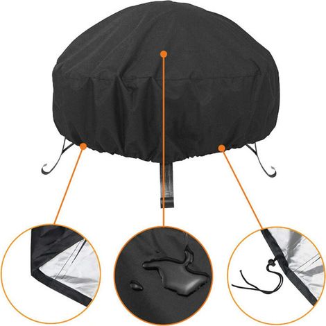 Housse pour brasero 34 pouces diamètre 15 pouces hauteur tissu 210D enduit argenté imperméable anti-UV jardin terrasse (1/4)