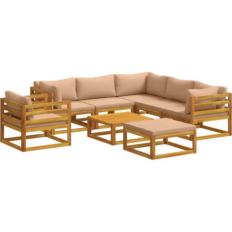 Ensemble de Canapés 8 pc Naturel Bois d'Acacia Massif vidaXL