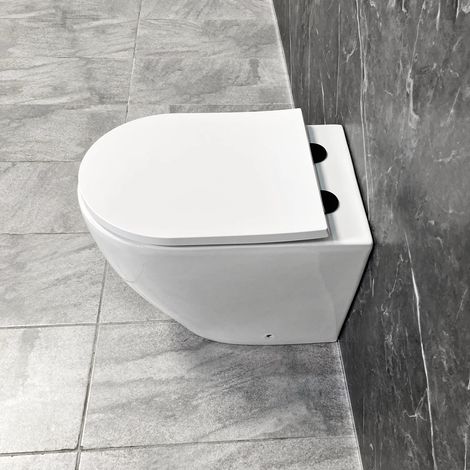 Holly Back To Wall Toilet Pan with Matt Black Hinges Inc. Soft Close Seat (1/5)