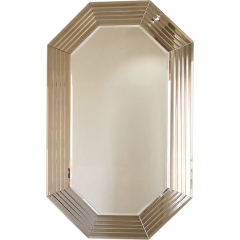 Specchio Onzo, Dettagli Geometrici, Forma Ovale, Colore Struttura Trasparente, 100x60h cm Marrone Bronzo