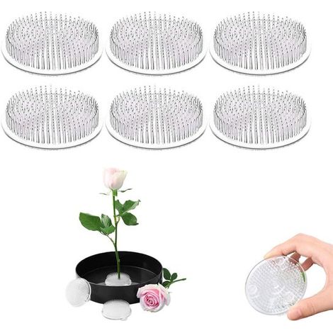 Set di 6 ventose rotonde per composizioni floreali, trasparente, impermeabile, facile da usare per creare composizioni floreali, con tre ventose. (1/5)