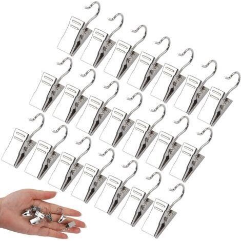 Set of 30 Small Curtain Hooks for Christmas Decoration Silver (1/5)