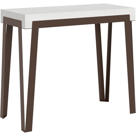Consolle allungabile 90x40/196 cm Rio Small Bianco Frassino telaio Ruggine (1/5)