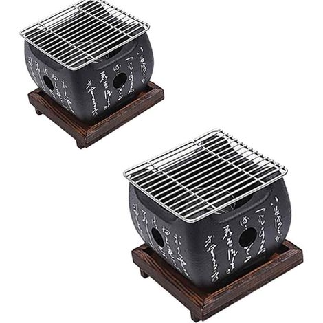 Mini barbecue de table pour la maison avec grille en acier inoxydable, barbecue portable au charbon de bois pour 1 à 2 personnes (taille A : L) (1/5)