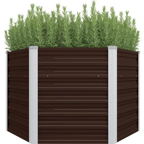 vidaXL Garden Raised Bed Brown 129x129x77 cm Galvanised Steel