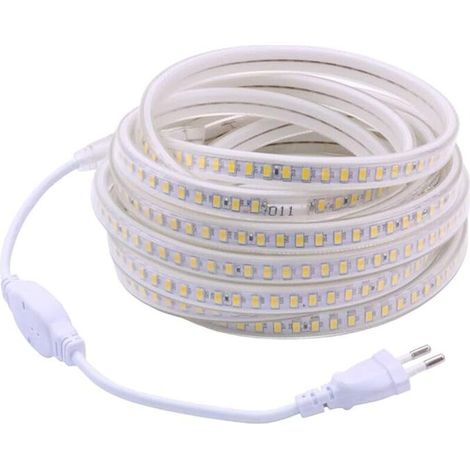 Ruban LED 5M 220V IP67 étanche – Lumière blanche 4000K – Installation extérieure rapide – Clips de montage inclus (1/5)