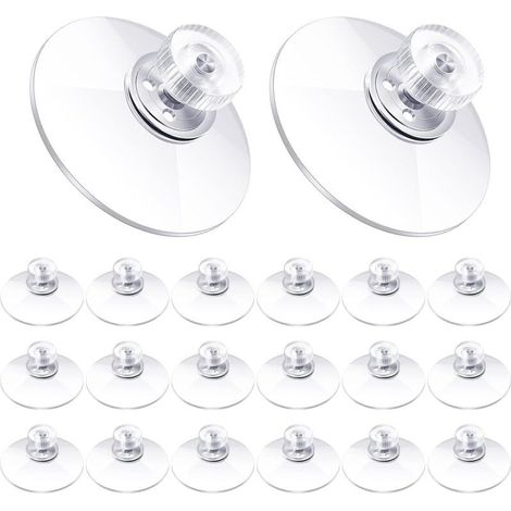 Ventouses en Plastique 40 mm Ventouse en PVC Transparent Support d'Aspiration Adhésif Puissant avec Écrou à Vis pour Tissu d'Ombre de Voiture Porte Verre Fenêtre Salle de Bain (20 Pièces) (1/5)