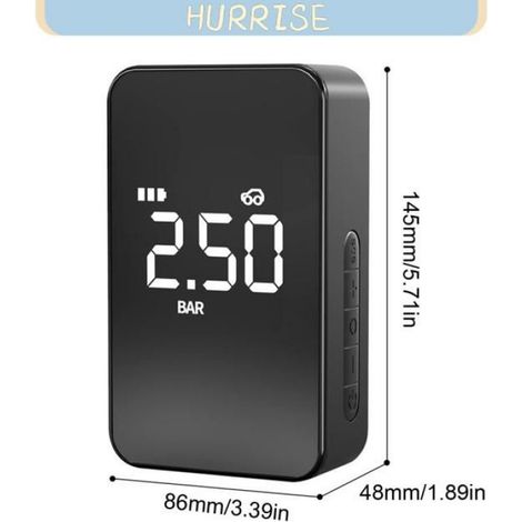 Pompe À Air - Gonfleur Électrique Sans Fil Et Filaire - Pour Pneus Voiture Moto Vélo Ballons - Affichage Numérique - Arrêt Automatique - 140 Psi - 12 V - 470 G (1/5)