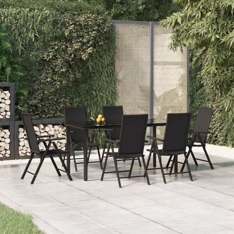 Juego de comedor de jardín 7 piezas ratán sintético negro vidaXL (1/5)