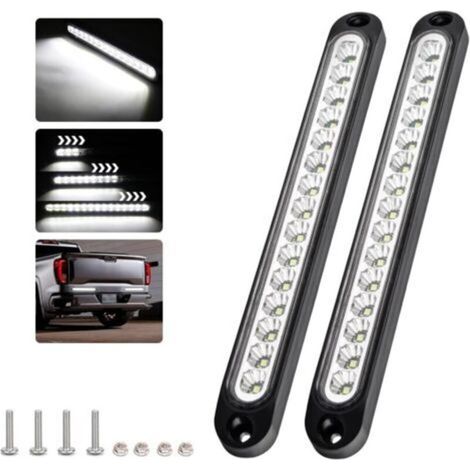 (White) 2Pcs 15 Led Stop Light Bar, 12-24V Waterproof Tail Light Bar Dynamic DRL for Car, SUV, RV, Truck, Trailer (1/5)