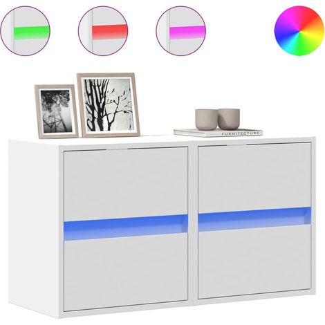 Meubles TV muraux avec lumières LED 2 pcs,Banc TV,Armoire TV blanc 41x31x45 cm CFW749731 (1/5)