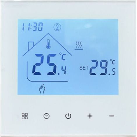 WiFi Connected Thermostat for Gas Boiler Heating, Programmable Room Thermostat, Wall-Mounted Temperature Controller with Digital LCD, 3A Compatible, White