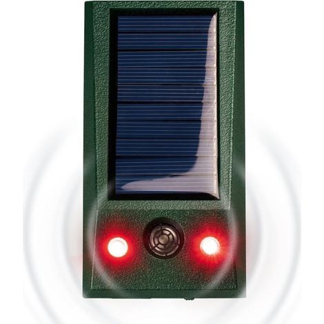 Répulsif Chats Ultrason Solaire Exterieur Fréquence Réglable Repousse Les Chiens, Chats, Souris, Rats et Animaux Sauvages I Dissuasion d'animaux avec Flash LED Blanc et Rouge (1/5)