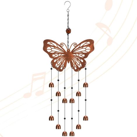 Metall Schmetterling Windspiel Bronze für Garten & Terrasse, Rostfrei & Langlebig