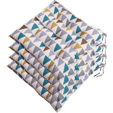 Lot de 4 galettes de chaise 40x40cm – Coussin rembourré polyester/coton – Lavable jusqu'à 30°C – Liens de fixation inclus (1/5)