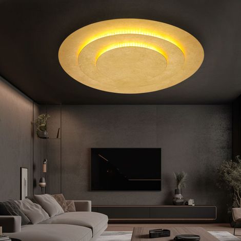 Deckenlampe Deckenleuchte Wohnzimmerlampe Schlafzimmerleuchte Flurlampe, Metall goldfarben, 1x LED 2400Lm 3000K warmweiß, D 49 cm