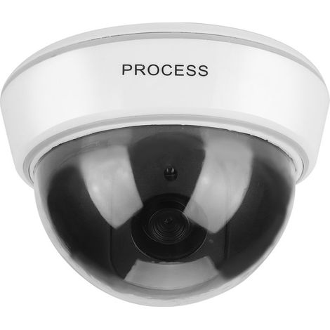 Caméra de surveillance factice blanche en forme de dôme avec lumières rouges clignotantes infrarouges simulées (1/5)