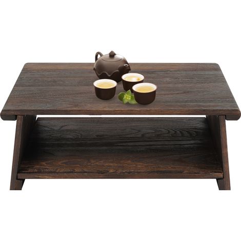 Table de méditation pliante brune, table japonaise Tatami, table de thé en bois massif (1/5)