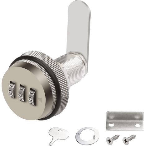 Serrure à came à combinaison, serrure de tiroir codée par mot de passe avec cylindre de 1,9 cm, finition chromée, combi-serrure de sécurité pour boîte aux lettres (30 mm bronze) (1/5)